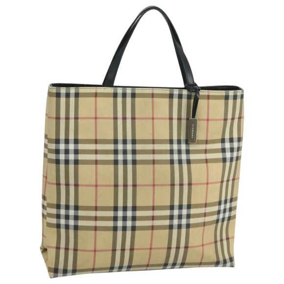 BURBERRY Nova Check Hand Bag PVC Beige Auth 105133 - Picture 2 of 16